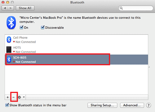 Mac OS Bluetooth Options